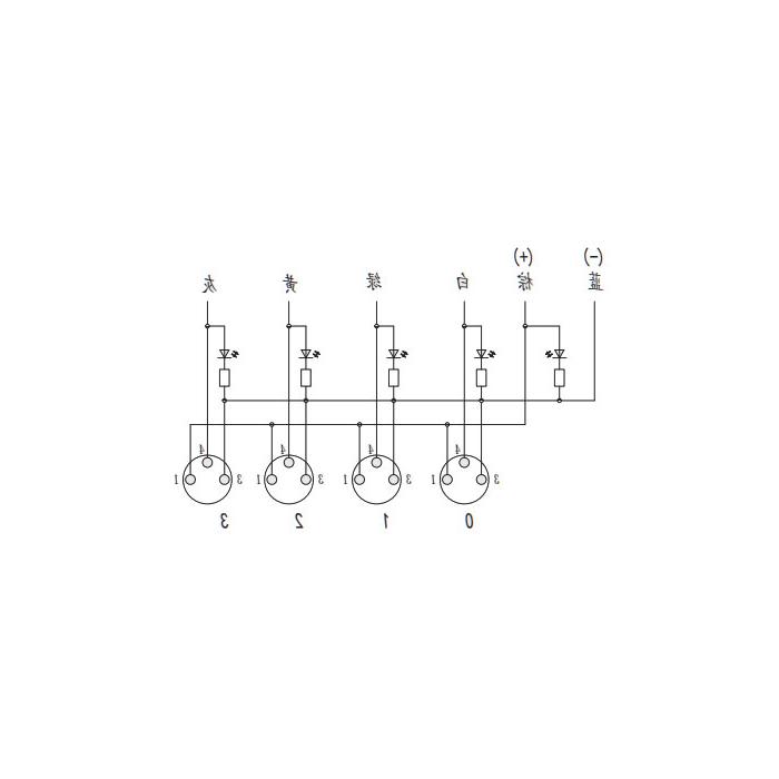 M8 junction box, single channel, PNP, 4-port all-in-one, LED, PVC non-flexible cable, gray sheathing, 23P421-XXX